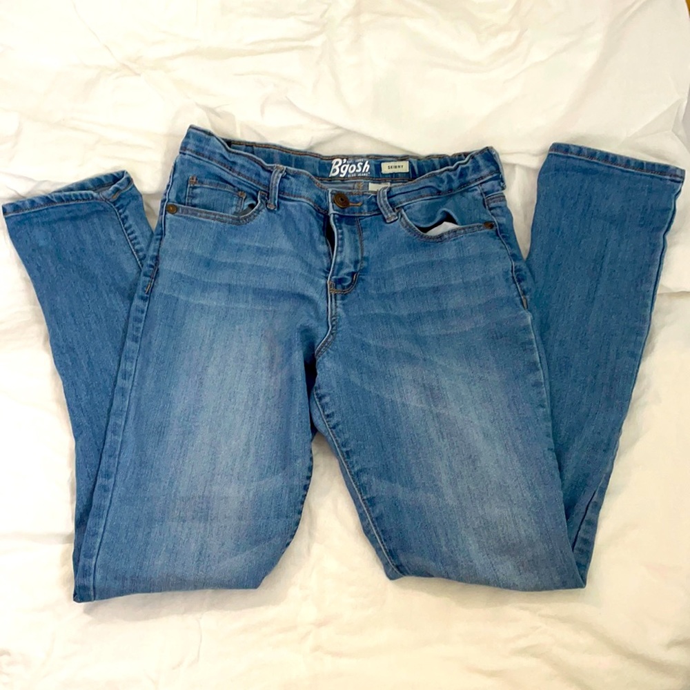 Plain blue skinny jeans